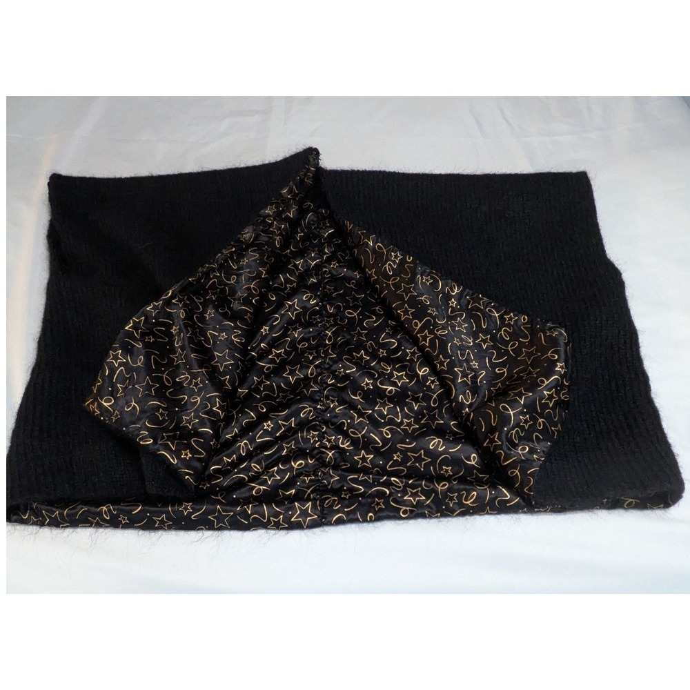 Infinity Scarf Women OS Black Gold Excellent Star Print Knit Lined